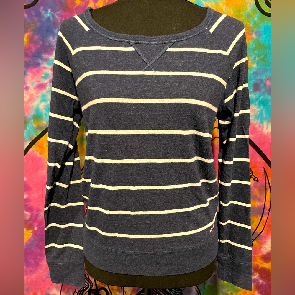 Hollister striped shirt blue small long sleeve